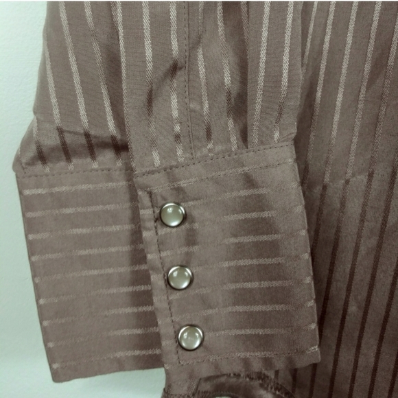 Wrangler Brown Western Snap Front Dress Shirt Med - Picture 3 of 4